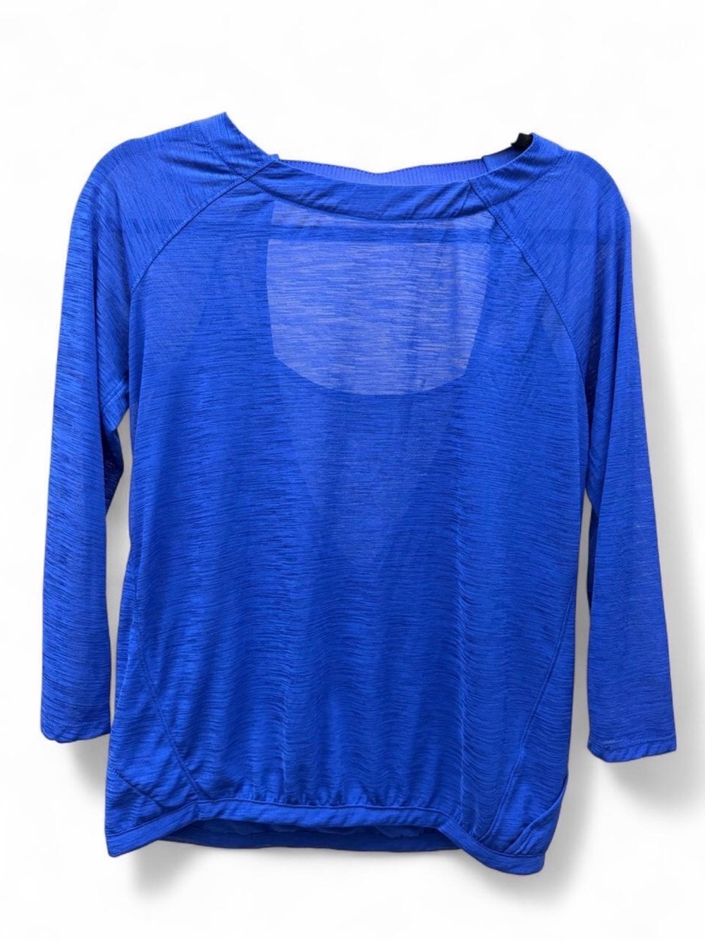 Athleta Blue 3/4 Sleeve Lightweight Crewneck Sheer Top